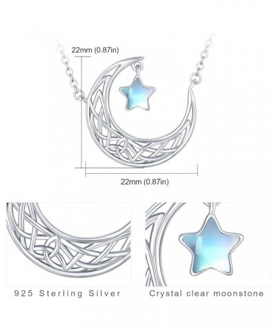 Crescent Moon and Sun Necklace 925 Sterling Silver Moonstone Pendant Necklace Celtic Jewelry Gift for Women star 1 $16.45 Nec...