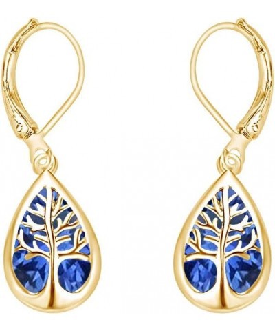 Tree Of Life Drop Earrings In 14k Gold Over Sterling Silver Yellow Gold Over : Simulated Sapphire $24.80 Earrings