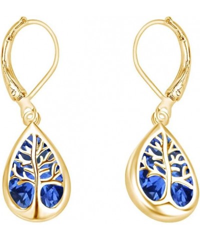 Tree Of Life Drop Earrings In 14k Gold Over Sterling Silver Yellow Gold Over : Simulated Sapphire $24.80 Earrings