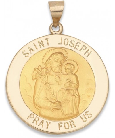 14k Yellow Gold and White Gold Polished Saint Joseph Round Pendant Medals $145.80 Necklaces