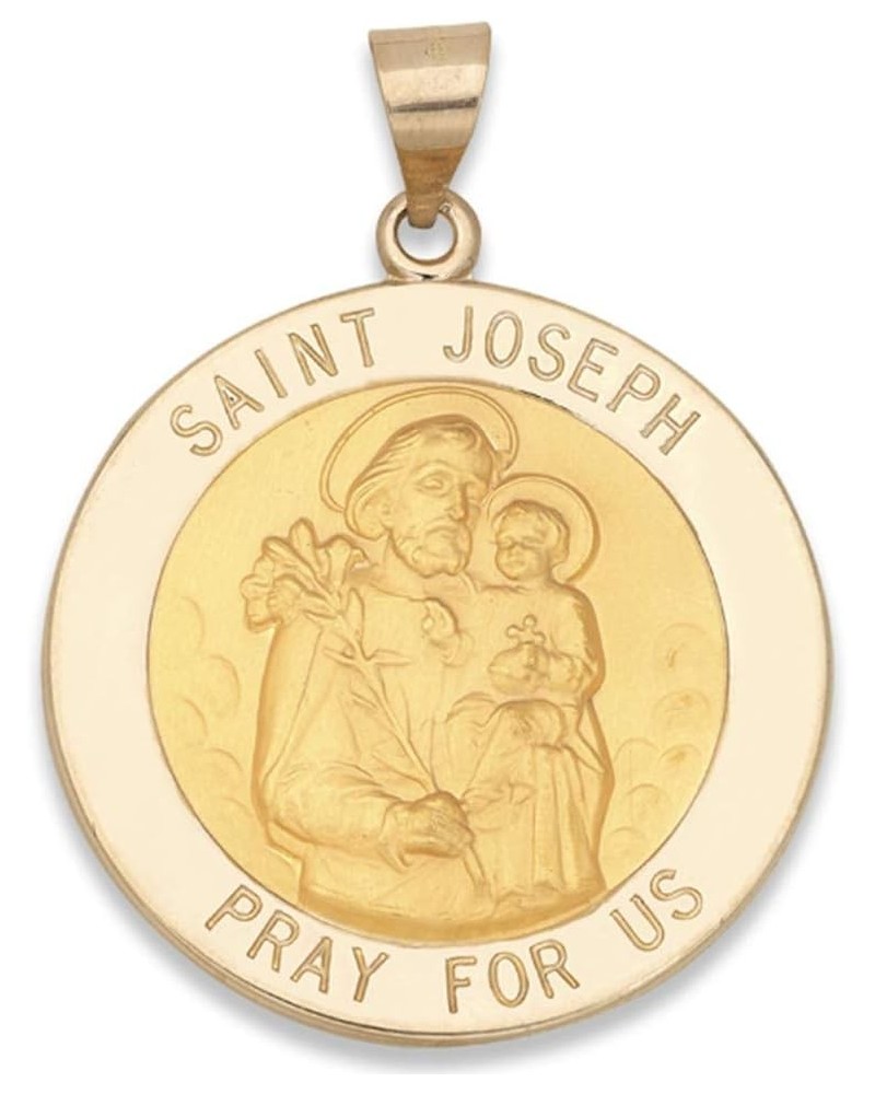 14k Yellow Gold and White Gold Polished Saint Joseph Round Pendant Medals $145.80 Necklaces