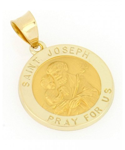 14k Yellow Gold and White Gold Polished Saint Joseph Round Pendant Medals $145.80 Necklaces