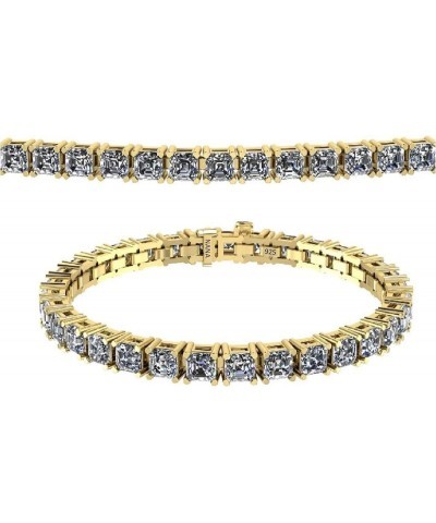 NANA Asscher Cut Tennis Bracelet 7" or 8" Solid Sterling Silver & Pure Brilliance Zirconia 13.00ctw-53.00ctw 7" yellow gold p...