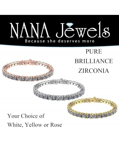 NANA Asscher Cut Tennis Bracelet 7" or 8" Solid Sterling Silver & Pure Brilliance Zirconia 13.00ctw-53.00ctw 7" yellow gold p...