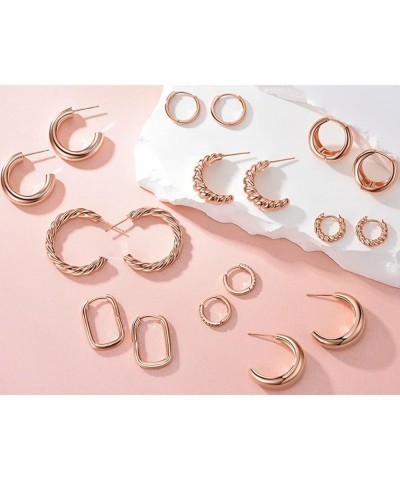 9 Pairs Silver Gold Hoop Earrings for Women Girls Set,Small 14K Gold Plated Lightweight Huggie Earrings Hypoallergenic Chunky...