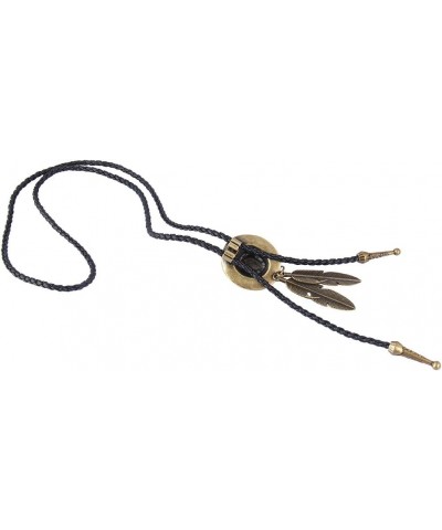 Bolo tie- Handmade Hat Feather Western Cowboy Black Vintage Pendant for Women,Men Bronze $9.49 Necklaces