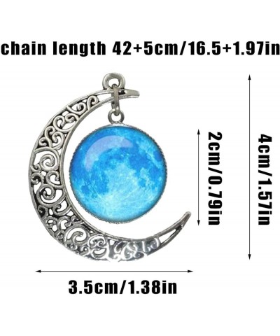 Chain Pendant 8 Color Carved Moon Sky Time Jewelry Necklace Pendant Chain Necklace Gift Silver Chain Alloy Pendant Necklace J...