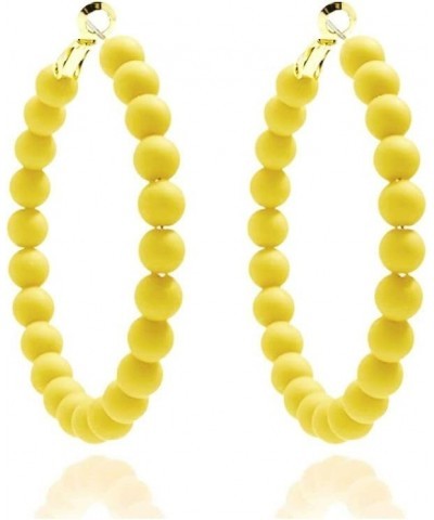 Acrylic Circle Round Beaded Hoop Earrings Bohemian Chic Colorful Resin Beaded Hoop Earrings for Womem Yellow $6.26 Earrings