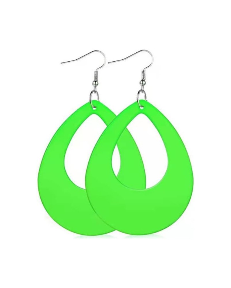 80s Neon Earrings Halloween Elliptic Droplets Earrings Retro Acrylic Earrings Women Jewelry 80's Party Green $5.29 Earrings