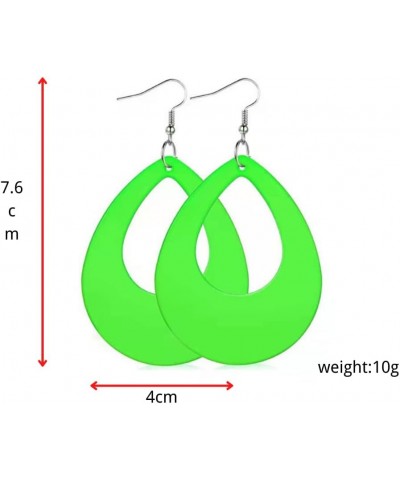 80s Neon Earrings Halloween Elliptic Droplets Earrings Retro Acrylic Earrings Women Jewelry 80's Party Green $5.29 Earrings