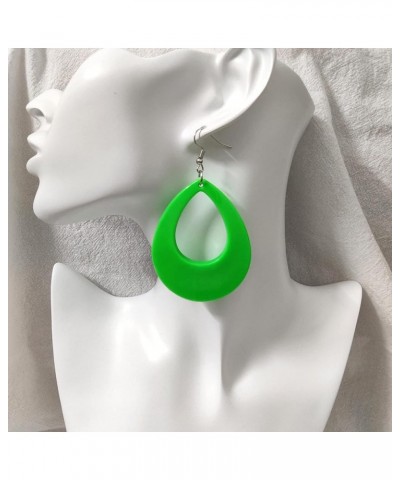 80s Neon Earrings Halloween Elliptic Droplets Earrings Retro Acrylic Earrings Women Jewelry 80's Party Green $5.29 Earrings