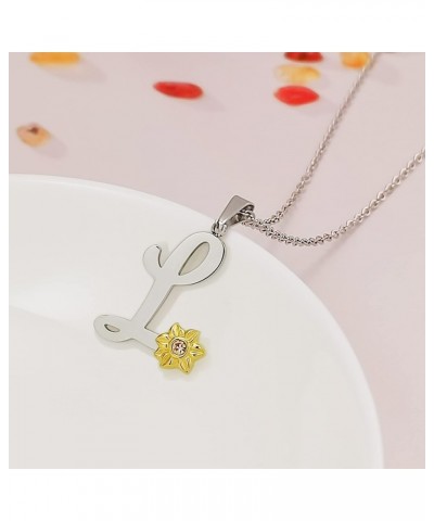 Initial Necklaces for Girls Alphabet Silver Necklace for Teens Gold Sunflower Simple Necklace for Women L $7.60 Necklaces