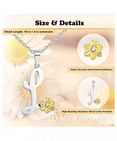 Initial Necklaces for Girls Alphabet Silver Necklace for Teens Gold Sunflower Simple Necklace for Women L $7.60 Necklaces