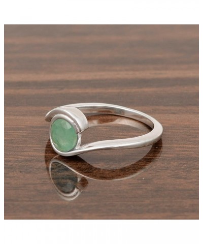 Bar-Set Solitaire 6mm Round Natural Gemstone Bypass Ring for Women in 925 Sterling Silver - Various Birthstone Emerald $23.95...