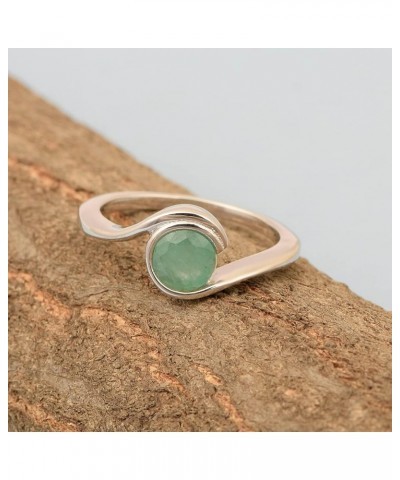 Bar-Set Solitaire 6mm Round Natural Gemstone Bypass Ring for Women in 925 Sterling Silver - Various Birthstone Emerald $23.95...