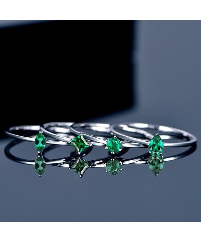 JIANGXIN 925 Sterling Silver Adjustable size Ring sets for Women Girls with Birthstone Jewelry green $17.22 Rings