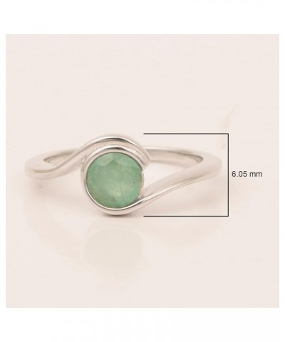 Bar-Set Solitaire 6mm Round Natural Gemstone Bypass Ring for Women in 925 Sterling Silver - Various Birthstone Emerald $23.95...