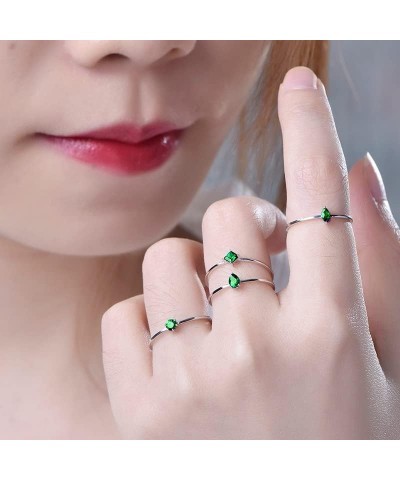 JIANGXIN 925 Sterling Silver Adjustable size Ring sets for Women Girls with Birthstone Jewelry green $17.22 Rings