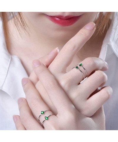 JIANGXIN 925 Sterling Silver Adjustable size Ring sets for Women Girls with Birthstone Jewelry green $17.22 Rings