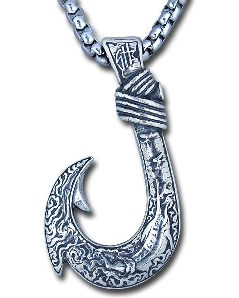 Big Game Fishhook in Sterling Silver on a Necklace Chain (Reversible) White $52.00 Necklaces