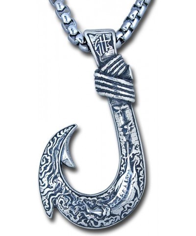 Big Game Fishhook in Sterling Silver on a Necklace Chain (Reversible) White $52.00 Necklaces