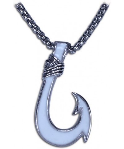 Big Game Fishhook in Sterling Silver on a Necklace Chain (Reversible) White $52.00 Necklaces