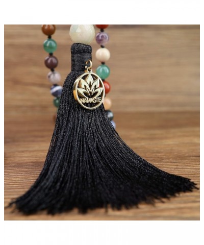 Hand Knotted Tassel 108 Beads Stone Mala Necklace Multi-Color Stone $22.26 Necklaces