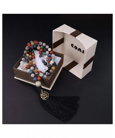 Hand Knotted Tassel 108 Beads Stone Mala Necklace Multi-Color Stone $22.26 Necklaces