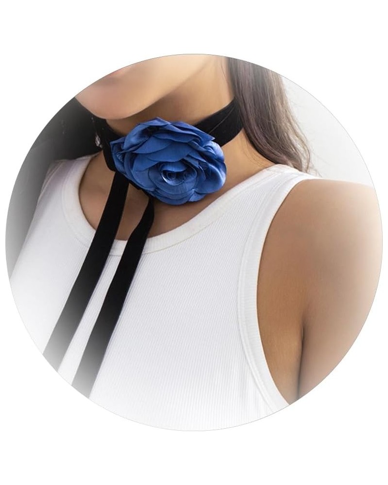 Flower Choker Bohemian Flower Rose Choker Necklace Flower Necklaces for Women Black White Bow Flower Lace Necklace Wedding Je...