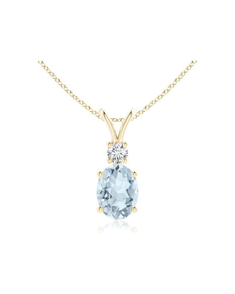 Natural Aquamarine Solitaire Pendant Necklace for Women, Girls in 14K Solid Gold/Platinum/Sterling Silver | March Birthstone ...