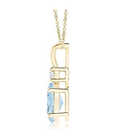 Natural Aquamarine Solitaire Pendant Necklace for Women, Girls in 14K Solid Gold/Platinum/Sterling Silver | March Birthstone ...