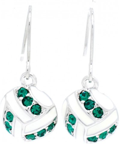 Volleyball Earrings with Crystals and Enamel Green $8.61 Earrings