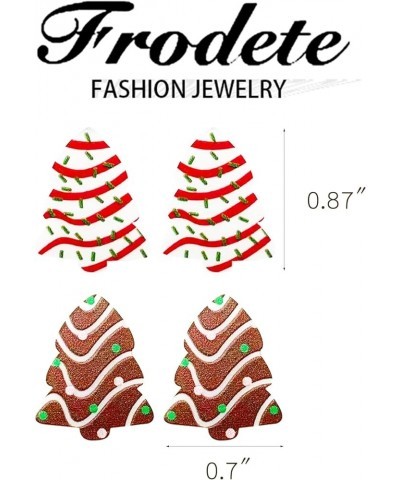 2Pcs Christmas Tree Cake Earrings for Women Christmas Tree Snowflake Acrylic Stud Earrings Christmas Holiday Jewelry for Girl...