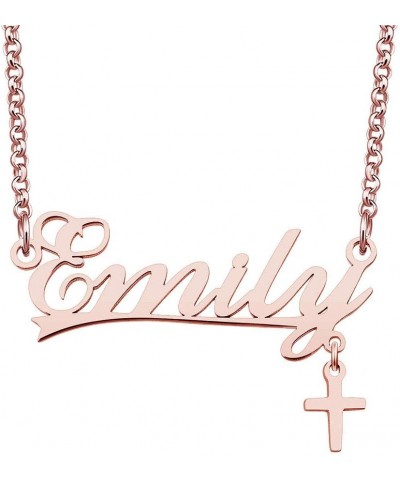 Stainless Steel Chain Rose Gold Pendant Customized Plate Personalized Name Necklace Emily $22.61 Necklaces