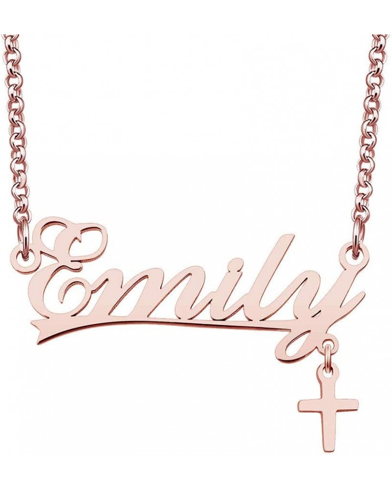 Stainless Steel Chain Rose Gold Pendant Customized Plate Personalized Name Necklace Emily $22.61 Necklaces