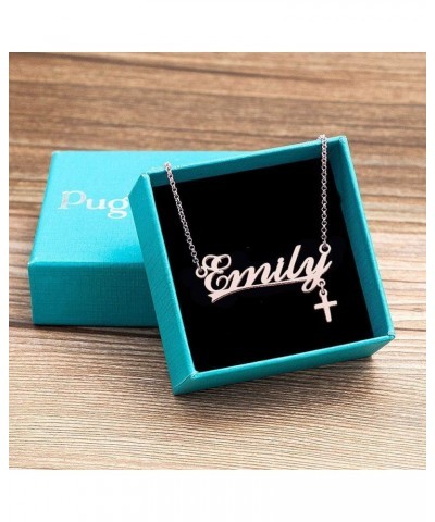 Stainless Steel Chain Rose Gold Pendant Customized Plate Personalized Name Necklace Emily $22.61 Necklaces