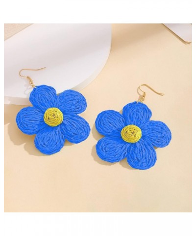 Rattan flower Earrings for Women Multicolor Daisy Raffia Straw Flower Drop Dangle Earrings Weaving Handmade Boho Summer Beach...