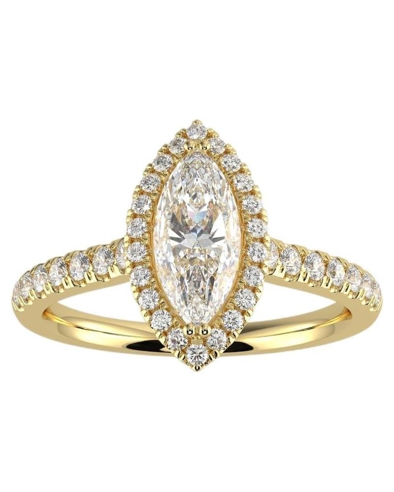 Brilliant Hearts 1CT Marquise-Cut GH-SI Natural Diamond Halo Engagement Ring for Women 14K Gold Yellow Gold $1.00 Rings