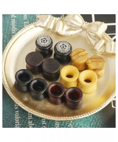 6 Pairs Set Nature Organic Wood Ear Tunnels Wooden Gauges For Ear Saddle Plugs Flesh Tunnels Stretching Punk Piercings Expand...