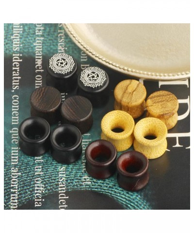 6 Pairs Set Nature Organic Wood Ear Tunnels Wooden Gauges For Ear Saddle Plugs Flesh Tunnels Stretching Punk Piercings Expand...