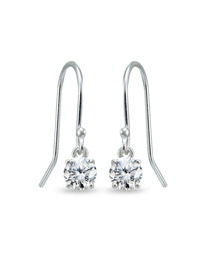 Sterling Silver 5mm Round Small Solitaire Dangle Earrings for Women or Teen Girls Made with AAA Cubic Zirconia Sterling Silve...