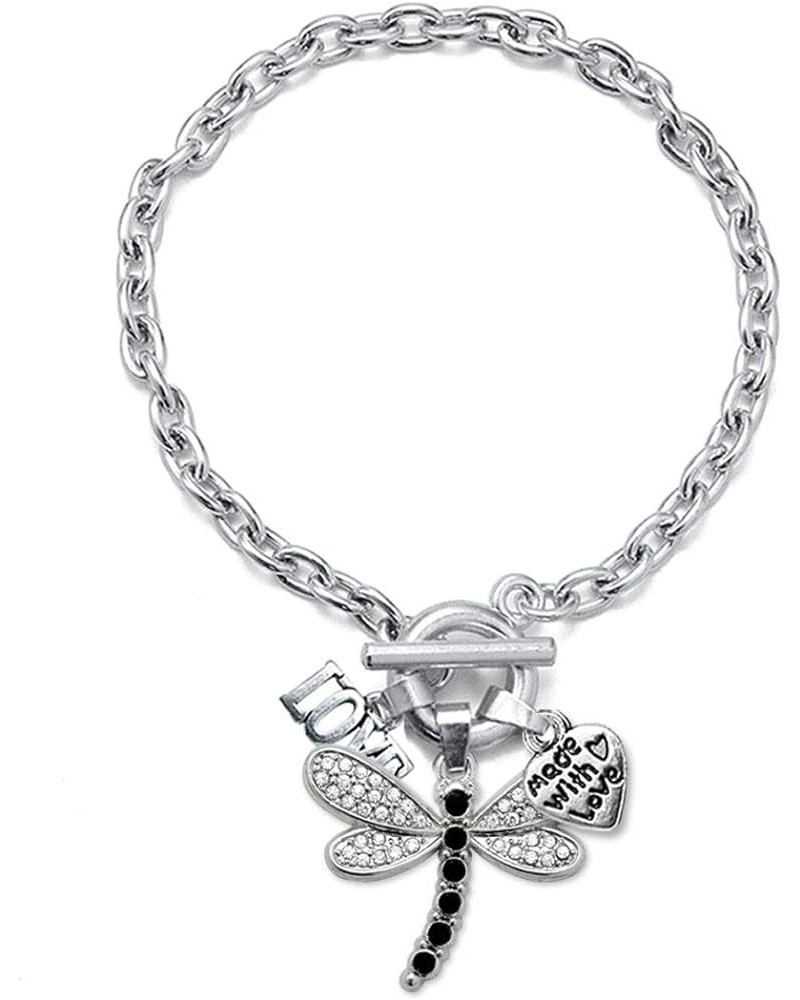 Silver Customized Charm Toggle Bracelet with Cubic Zirconia Jewelry Love 2.0 Carat Dragonfly $10.00 Bracelets