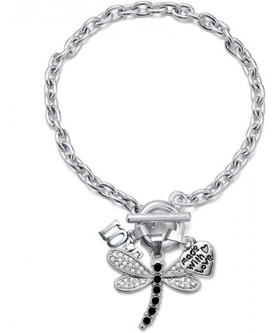 Silver Customized Charm Toggle Bracelet with Cubic Zirconia Jewelry Love 2.0 Carat Dragonfly $10.00 Bracelets