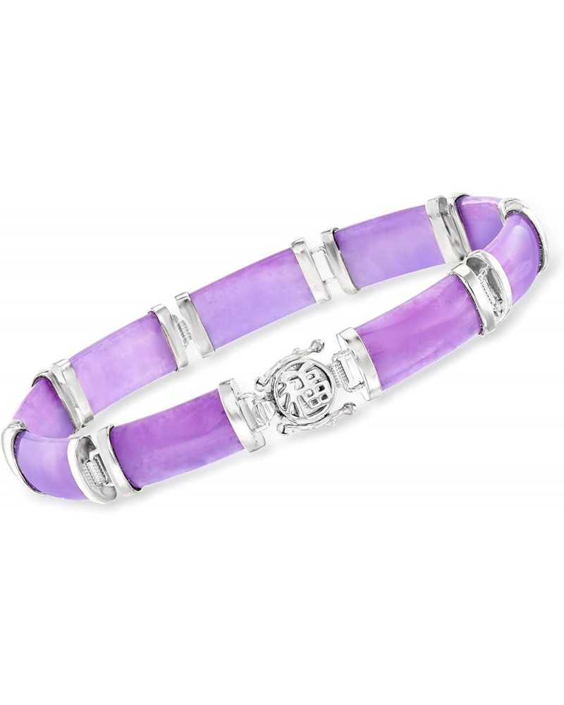 Jade Good Fortune Bracelet in Sterling Silver Purple Jade 7.5 Inches $51.84 Bracelets