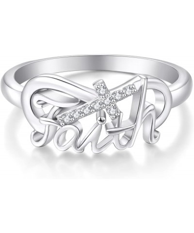 Faith Infinity Ring Cross Women Rings Hope Believe Ring Religious Jewelry $20.16 Rings