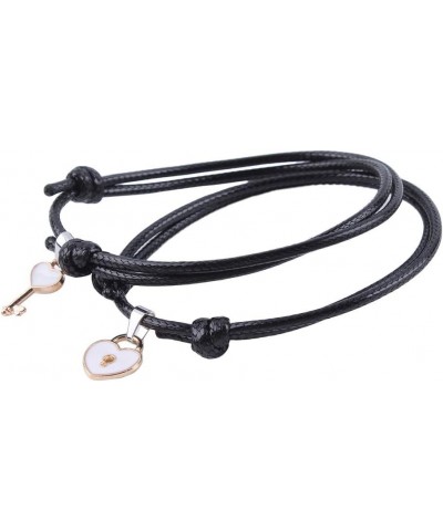 2pcs Couple Bracelet Key Heart Lock Charm Bracelet Jewelry Rope Bracelet Lovers Gifts for Women White $3.57 Bracelets