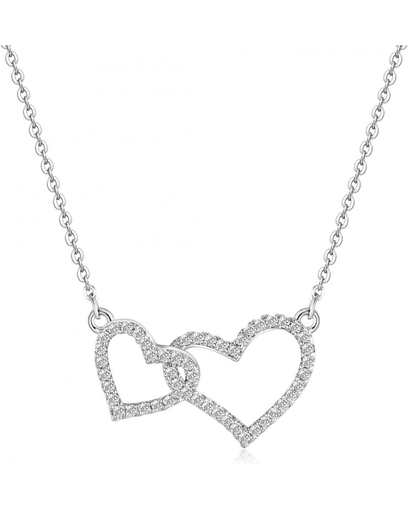 Heart Pendant Necklace for Women White Gold | Cute Dainty Love Pendant Necklaces | Adjustable Chain 16+2 inches Heart- 2 $10....