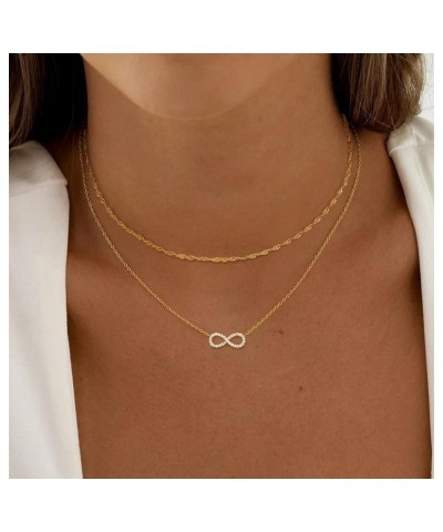 Dainty Gold Necklaces for Women Cubic Zirconia 14k Gold Plated Layered Necklaces Cute Y Drop Necklace Simple Diamond Choker N...