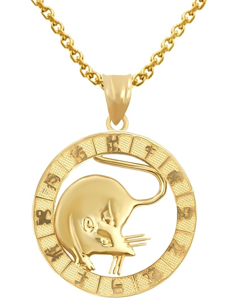 10K Yellow Gold Chinese Zodiac Pendant Necklace Rat 20.0 Inches $105.59 Necklaces