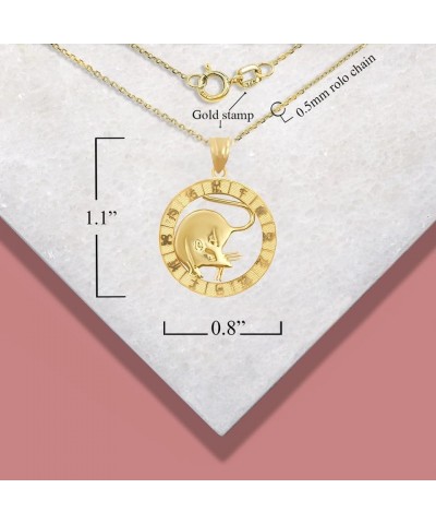 10K Yellow Gold Chinese Zodiac Pendant Necklace Rat 20.0 Inches $105.59 Necklaces